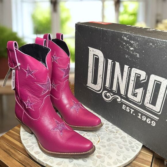 Dingo Star Struck Cowboy Boots Fuchsia Pink Leather Western Rodeo Women’s Size 7 - Picture 3 of 15
